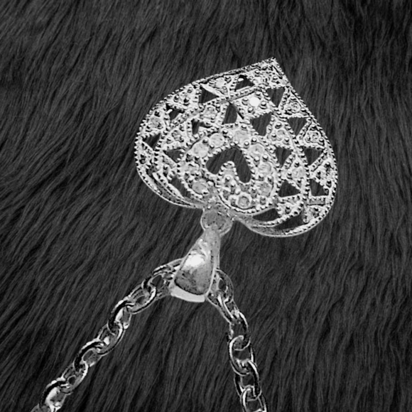 .Sterling Silver Diamond Heart Pendant with Stainless Steel Necklace - Picture 4 of 5